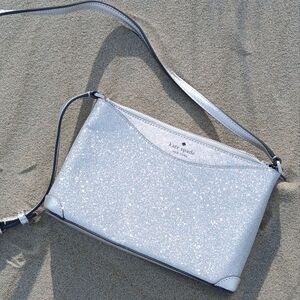 Kate Spade NY -NEW Silver Glitter Crossbody Bag